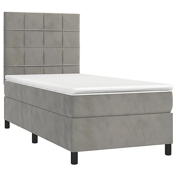 vidaXL Boxspringbett mit Matratze & LED Hellgrau 90x190 cm Samt 3136095 günstig online kaufen