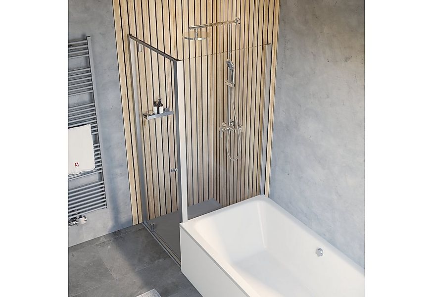 Schulte Eckdusche Trend 2.0 Drehtür mit verkürzter Seitenwand auf Badewanne günstig online kaufen