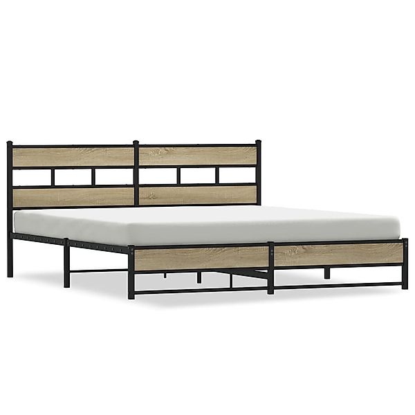 vidaXL Bett Metallbett ohne Matratze Sonoma-Eiche günstig online kaufen