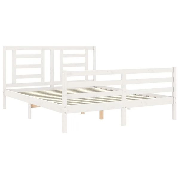 vidaXL Massivholzbett mit Kopfteil Weiß 160x200 cm 3194712 günstig online kaufen