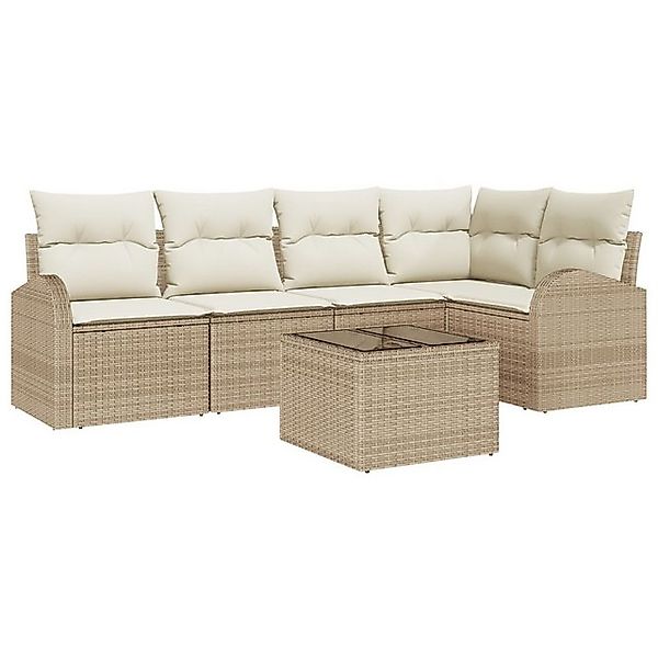 vidaXL Loungesofa 6-teiliges Garten Sofa Set mit Kissen Braun Poly Rattan, günstig online kaufen