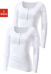 H.I.S Langarmshirt mit kurzer Knopfleiste (2er-Pack) günstig online kaufen