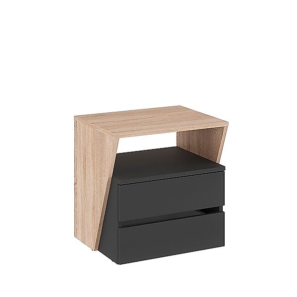 KOMTO Nachttisch mit 2 Schubladen - Nachtschrank, Nachtkästchen mit offenes günstig online kaufen