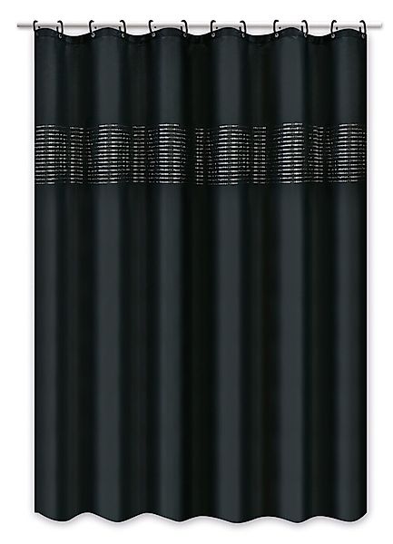 Clever-Kauf-24 Duschvorhang Textil-Duschvorhang Linie schwarz silber günstig online kaufen