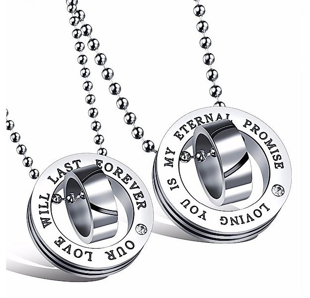 Kim Johanson Schmuckset Kreise mit Herz, mit Zirkonia, Partnerketten: 2 Ket günstig online kaufen