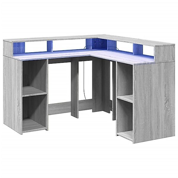 vidaXL Schreibtisch LED-Schreibtisch Grau Sonoma 130x130x91 günstig online kaufen