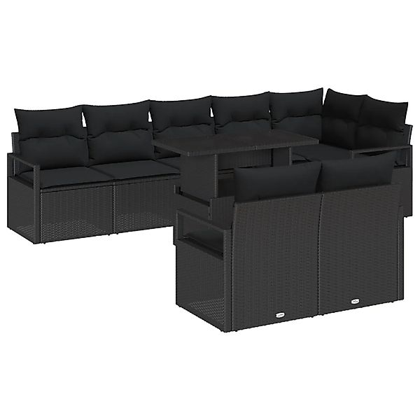 vidaXL Garten-Sofa-Set mit Speicher 9-Tlg Schwarz Poly Rattan 3357586 günstig online kaufen