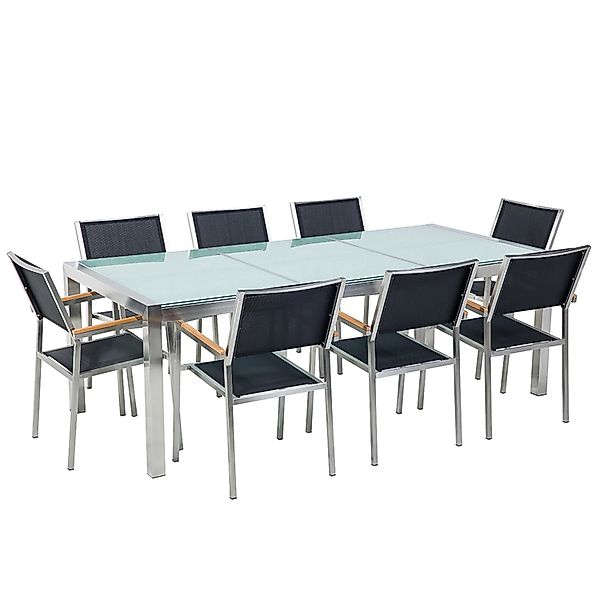 Beliani Gartentisch Set Schwarz Silber 100x220x87 günstig online kaufen