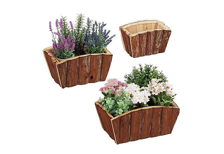 relaxdays Blumenkasten Holz im 3er Set günstig online kaufen