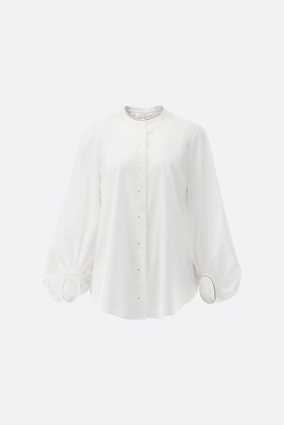 Stehkragenbluse mit Ballonärmeln günstig online kaufen