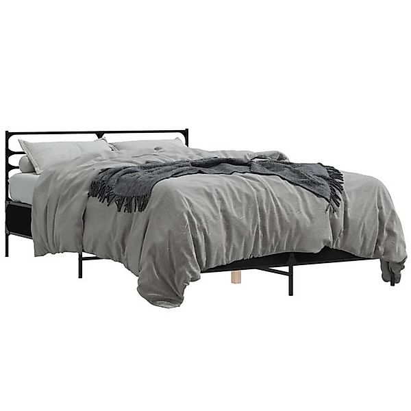 vidaXL Bettgestell, Bettrahmen Schwarz 120x190 cm Holzwerkstoff und Metall günstig online kaufen