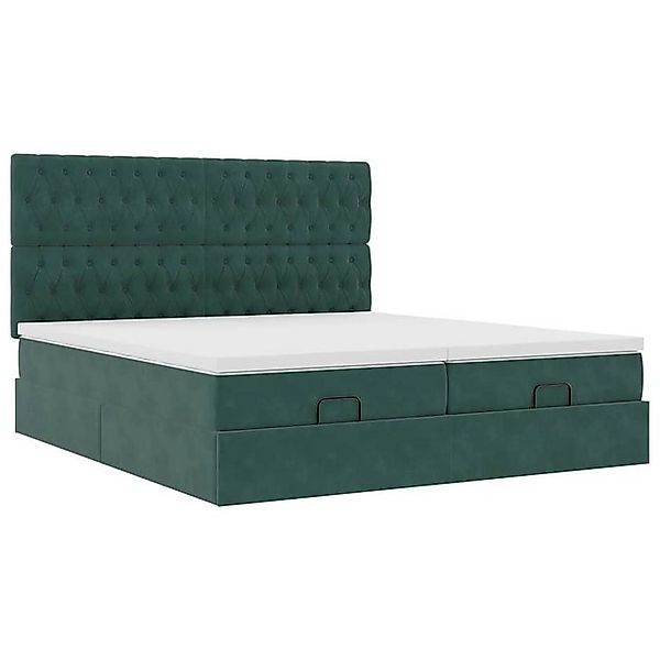 vidaXL Bett Ottoman-Bett mit Matratzen & LEDs Dunkelgrün 160x200 cm Samt günstig online kaufen