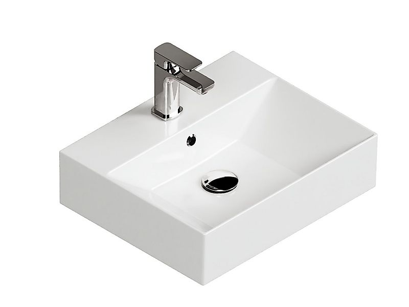 Aqua Bagno Waschbecken Aufsatzwaschbecken 50cm weiß eckig wandhängend Wasch günstig online kaufen