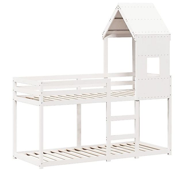 vidaXL Bett Etagenbett mit Dach Weiß 90x200 cm Massivholz Kiefer günstig online kaufen