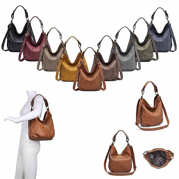 ITALYSHOP24 Schultertasche DAMEN SHOPPER Hobo Bag günstig online kaufen