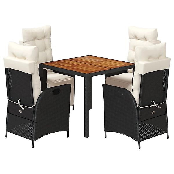vidaXL 5-Tlg Garten-Essgruppe mit Kissen Schwarz Poly Rattan 3213333 günstig online kaufen