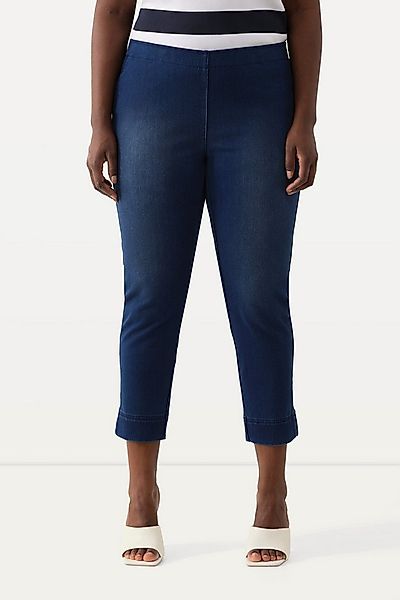 Ulla Popken Funktionshose Jersey-Capri Sienna schmales Bein Saumschlitze günstig online kaufen