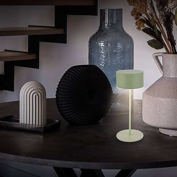 LED-Akku-Tischleuchte Kira, grün, Höhe 19 cm, IP44, touchdim günstig online kaufen
