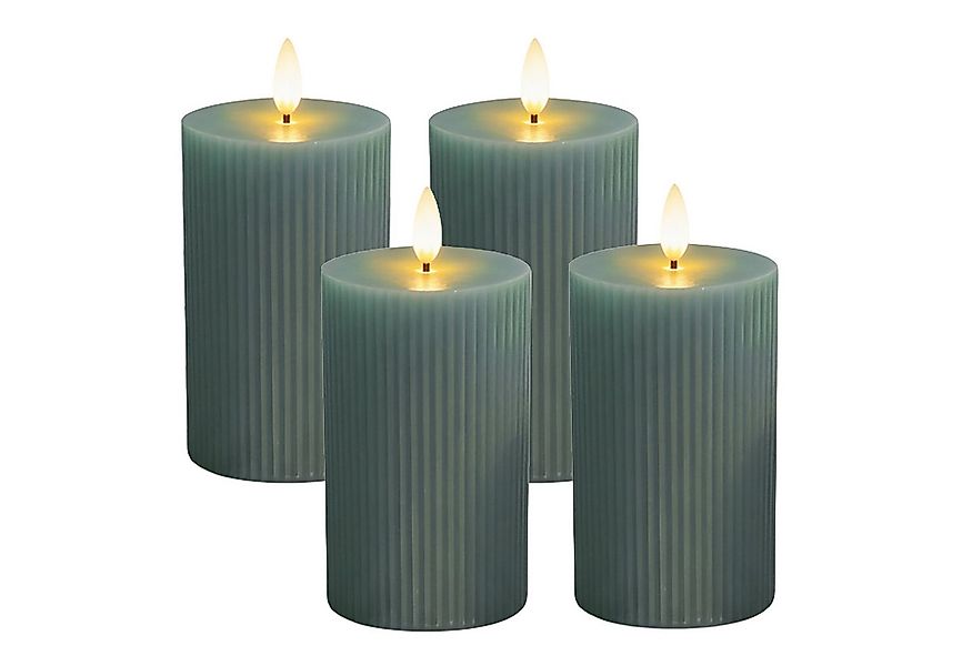relaxdays LED-Kerze 4er Set 13 cm, Khaki günstig online kaufen