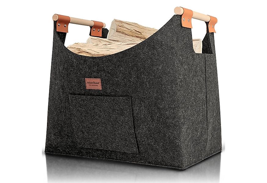deluxe4home Kaminholzkorb Holzkorb XXL für Kaminholz 57L I Feuerholzkorb au günstig online kaufen