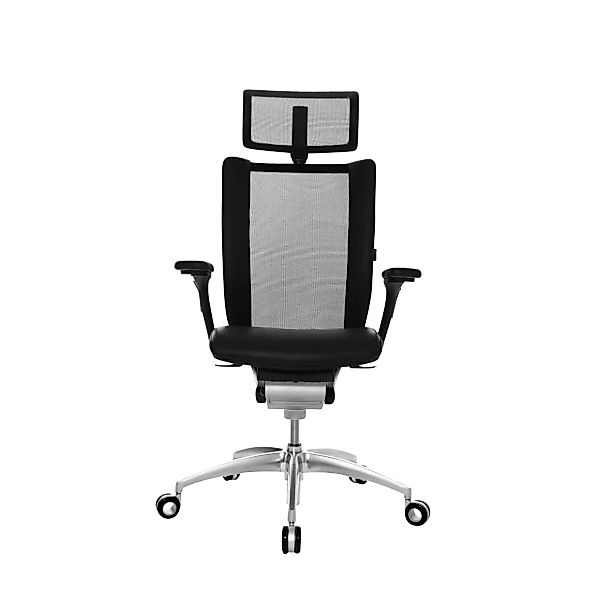 Wagner - Titan Limited Bürostuhl für Teppichboden - schwarz/Leder V60/Netzg günstig online kaufen