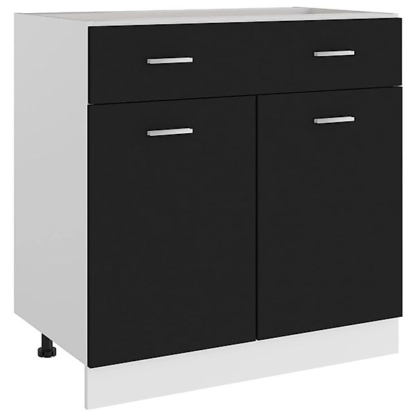 Schubunterschrank Schwarz 80x46x81,5 Cm Spanplatte günstig online kaufen