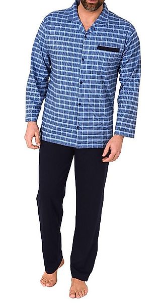 Normann Pyjama Herren Pyjama zum durchknöpfen in Karo Optik - auch in Überg günstig online kaufen