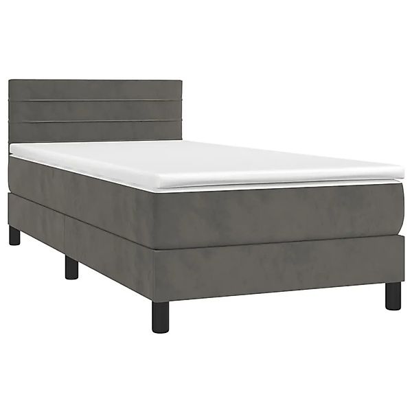 vidaXL Boxspringbett mit Matratze & LED Dunkelgrau 100x200 cm Samt 3134448 günstig online kaufen
