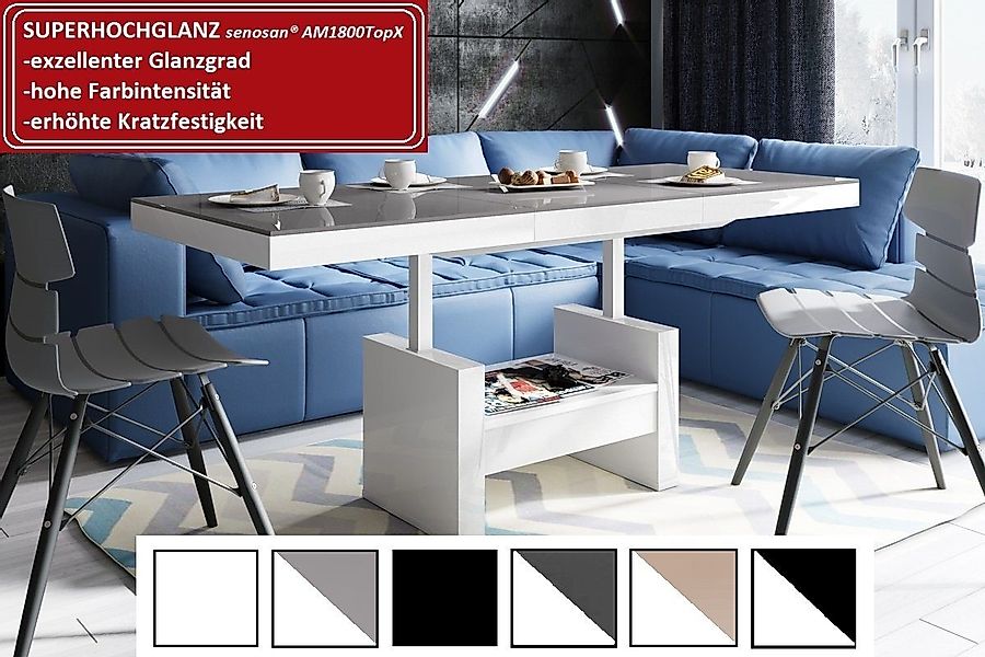 designimpex Couchtisch HLU-111 Grau Weiß Hochglanz günstig online kaufen