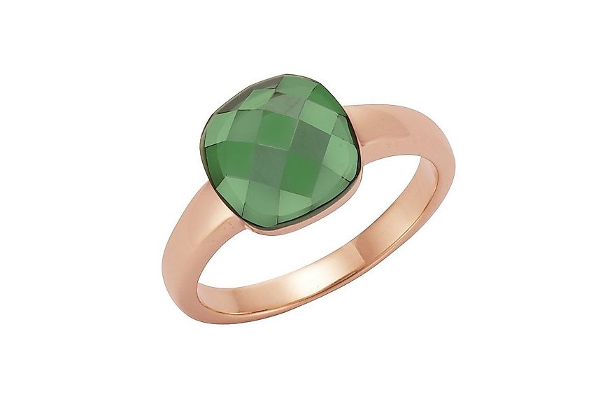 Jamelli Fingerring Silber 925 rosé-vergoldet mit grünem Quarz-Stein (beh) günstig online kaufen