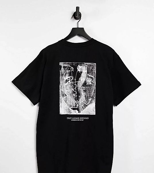 Reclaimed Vintage Inspired – T-Shirt aus Bio-Baumwolle in Schwarz mit skizz günstig online kaufen