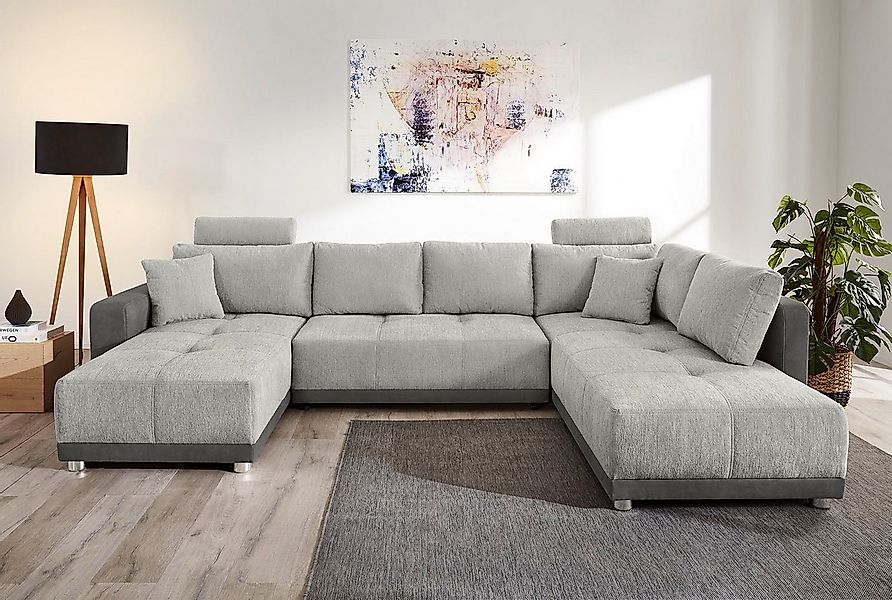 Jockenhöfer Gruppe Wohnlandschaft "Orlando U-Form, B: 337 cm" mit Bettfunkt günstig online kaufen