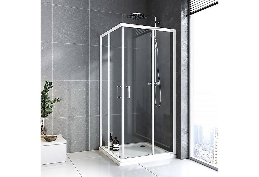 Boromal Eckdusche Schiebetür 90x90 80x80 75x90 Duschkabine Eckeinstieg Weiß günstig online kaufen
