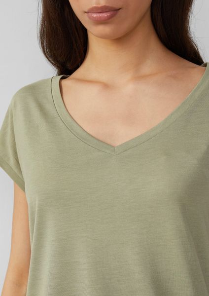 QS T-Shirt mit V-Ausschnitt günstig online kaufen