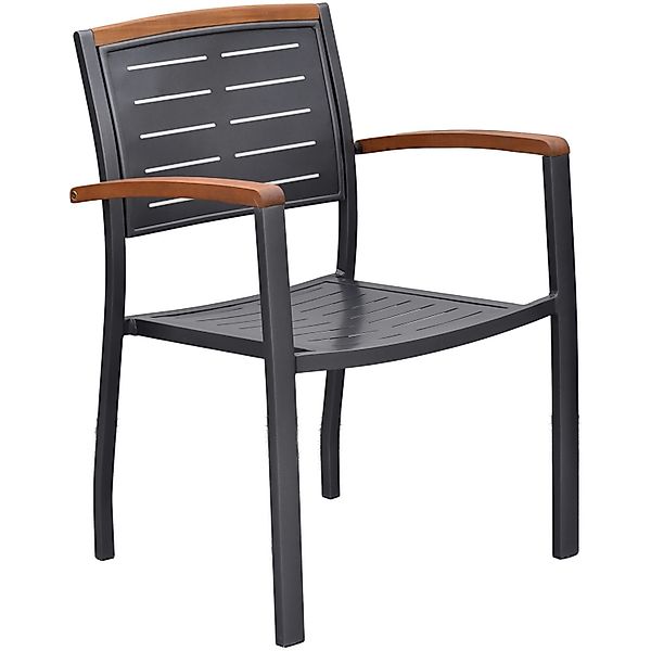 Merxx Stapelstuhl Tinos Aluminium mit Armlehnen Graphit 2er Set günstig online kaufen