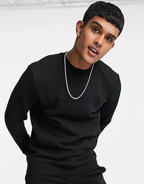River Island – Schmal geschnittenes Sweatshirt in Schwarz günstig online kaufen