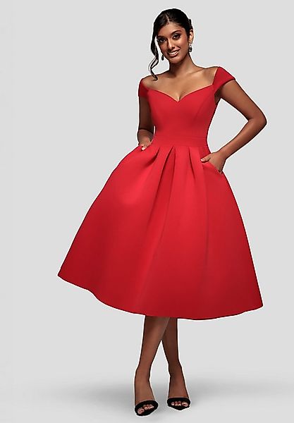 Goddiva Midikleid Scuba Foam Skater Midi Dress Knielang, Skaterkleid, Ärmel günstig online kaufen