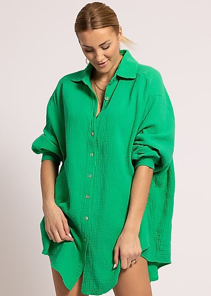 SASSYCLASSY Longbluse Oversize Musselin Bluse Damen günstig online kaufen