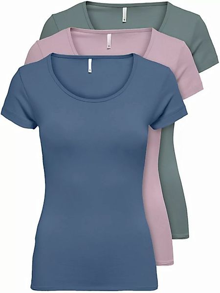 ONLY T-Shirt ONLLIVE LOVE NEW (3-tlg., 3er Pack) Figur betont, elastische B günstig online kaufen