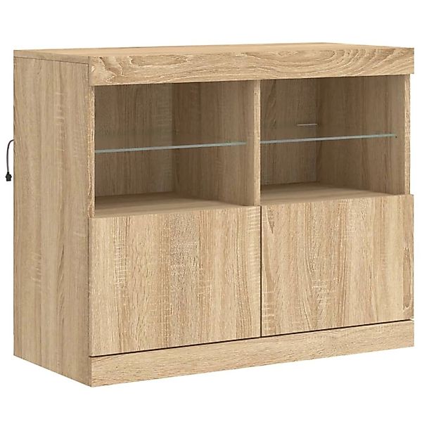 vidaXL Sideboard mit LED-Leuchten Sonoma-Eiche 81x37x67 cm 836660 günstig online kaufen