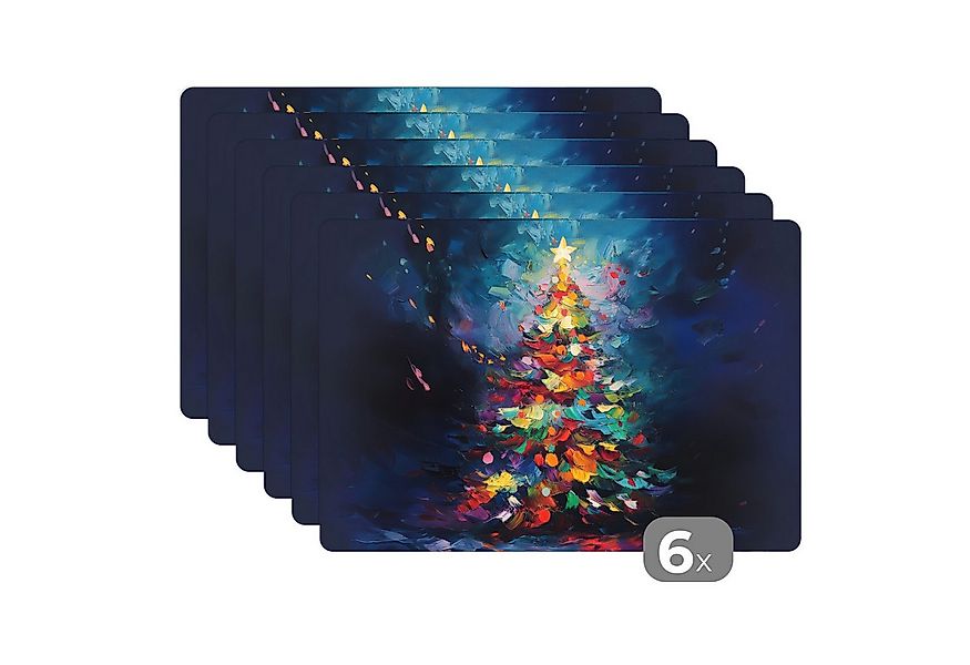 MuchoWow Platzset Weihnachtsbaum - Weihnachten - Abstrakt - Farbenfroh, (6- günstig online kaufen