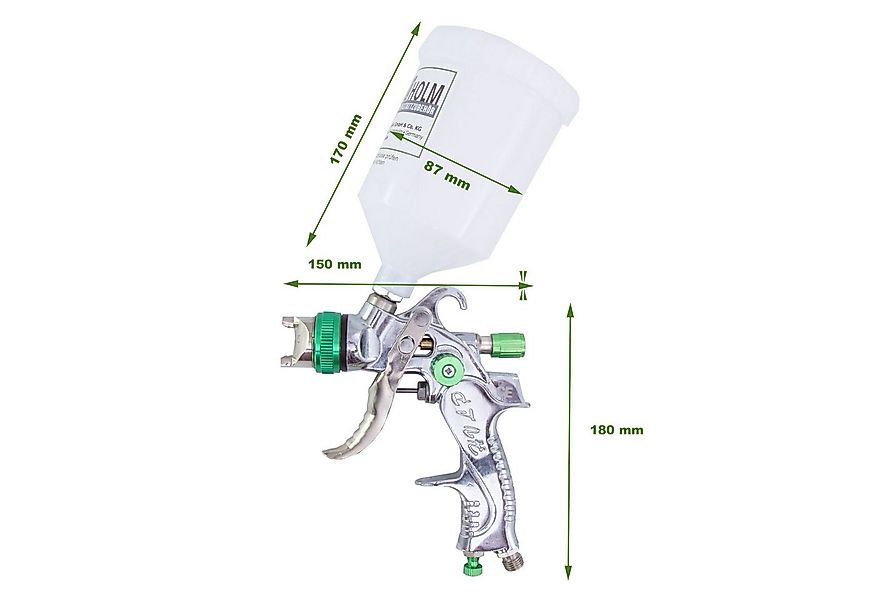 TRUTZHOLM Lackierpistole HVLP Lackierpistole 3 Edelstahldüsen 1,4mm 1,7mm 2 günstig online kaufen