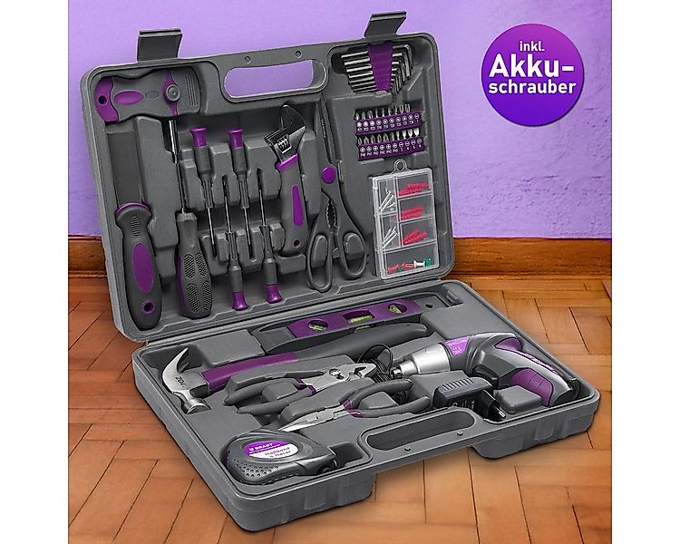 BRAST Akku-Bohrschrauber Werkzeugkoffer Gefüllt 44-teiliges Komplettes Werk günstig online kaufen