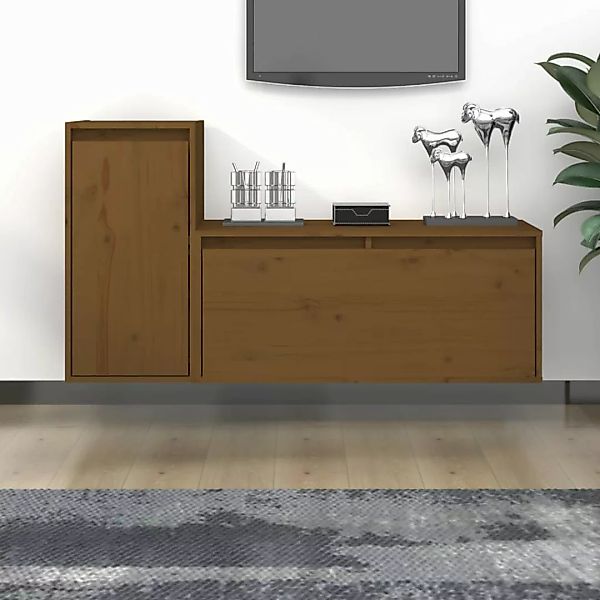 vidaXL TV-Schrank TV-Schränke 2 Stk Honigbraun Massivholz Kiefer Lowboard L günstig online kaufen