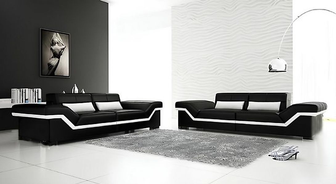JVmoebel Sofa LEDERSOFA BIG SOFA 3+3 SITZER DESIGN SOFA POLSTER LEDER GARNI günstig online kaufen