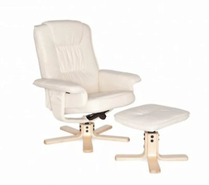 FineBuy Relaxsessel mit Hocker 50 x 50 cm Sitzfläche creme günstig online kaufen