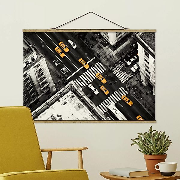 Stoffbild Architektur mit Posterleisten - Querformat New York City Cabs günstig online kaufen