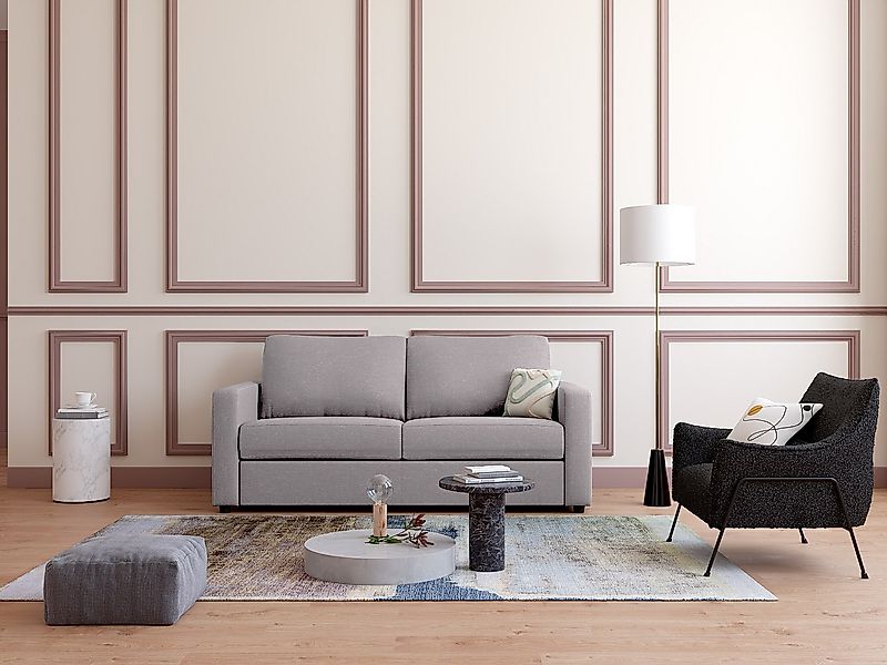 Schlafsofa mit Matratze 3-Sitzer - Stoff - Grau - Liegefläche 140 cm - Matr günstig online kaufen