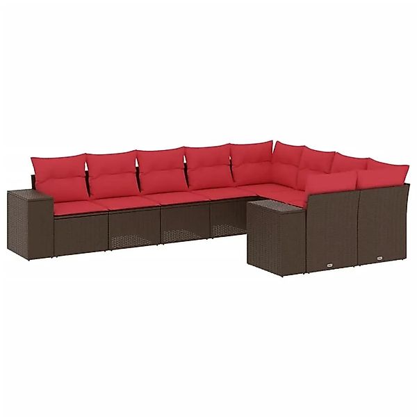 vidaXL 9-Tlg Gartensofa-Set mit Kissen Braun Polyrattan 3223043 günstig online kaufen