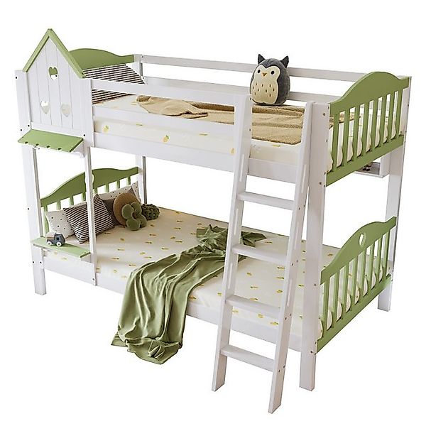 Odikalo Kinderbett Etagenbett Fallschutz Dach Fenster Regal Massivholz Leit günstig online kaufen